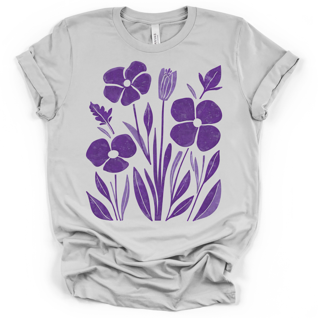 Purple Pansy Garden Tee - Bella + Canvas Modern Fit