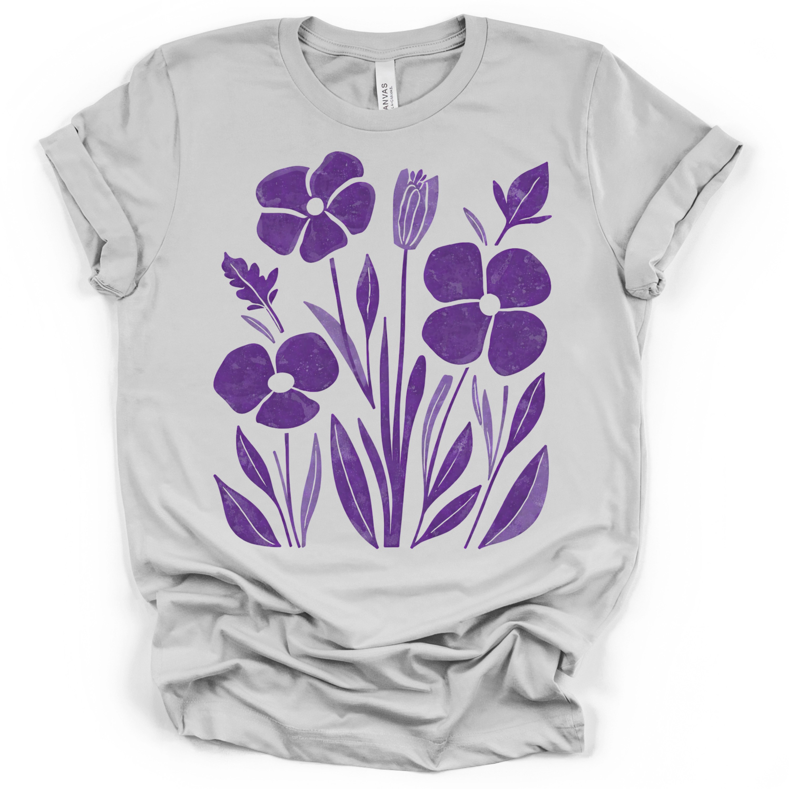 Purple Pansy Garden Tee - Bella + Canvas Modern Fit