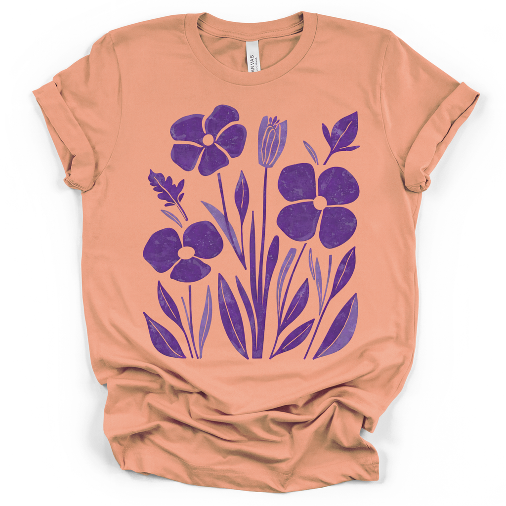 Purple Pansy Garden Tee - Bella + Canvas Modern Fit