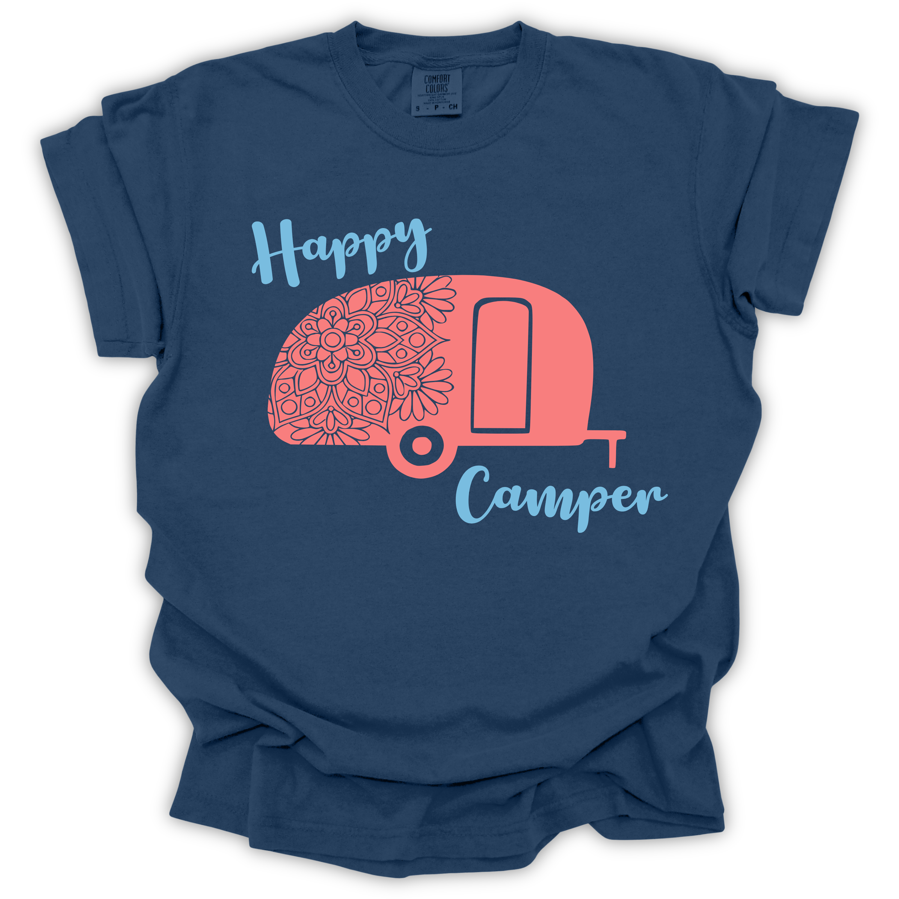 Happy Camper Tee – Comfort Colors Relaxed Fit | Camping Graphic Shirt