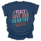 Peace, Love & Country Music Lover Tee – Comfort Colors Relaxed Fit