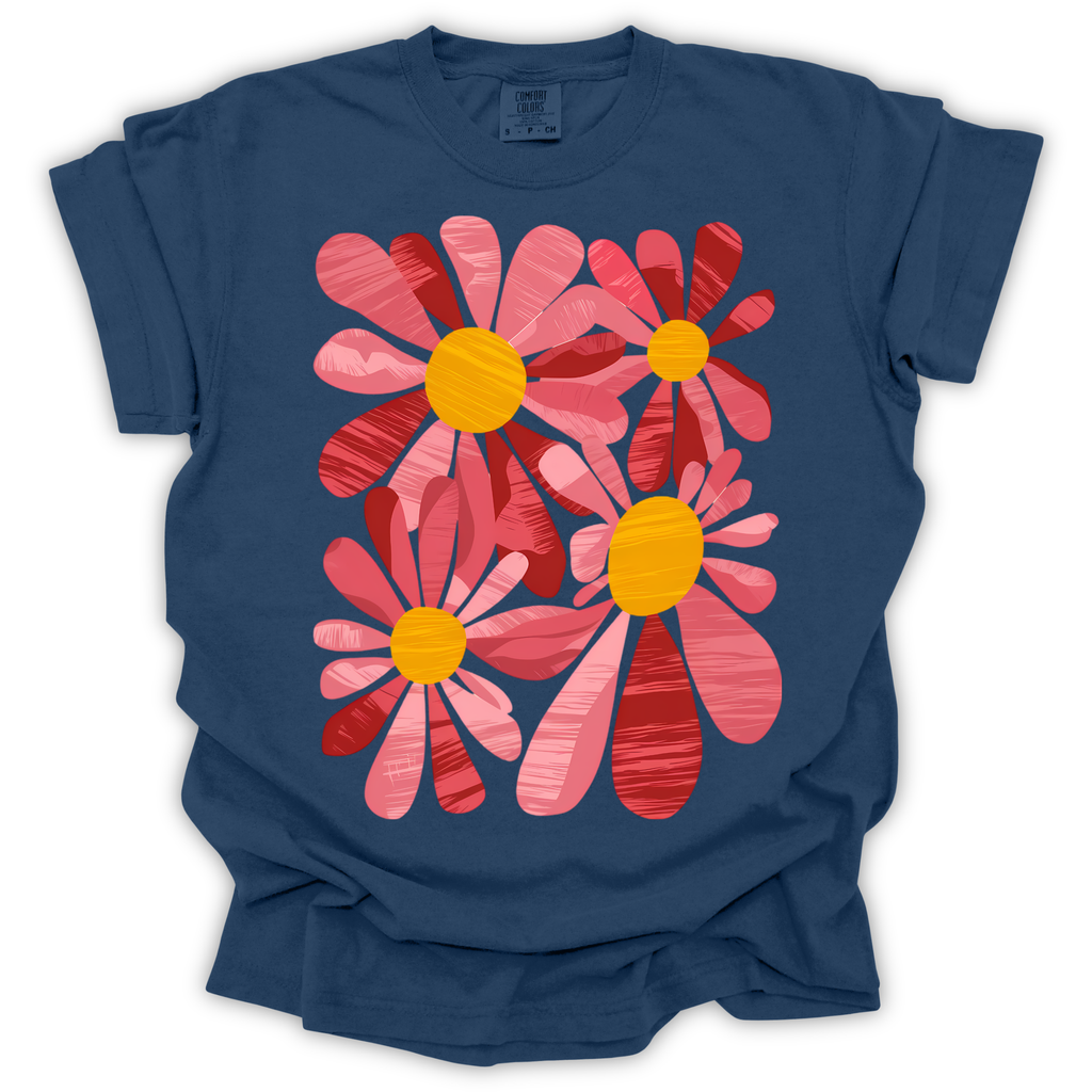 Retro Pink Daisy T-Shirt – Comfort Colors Relaxed Fit