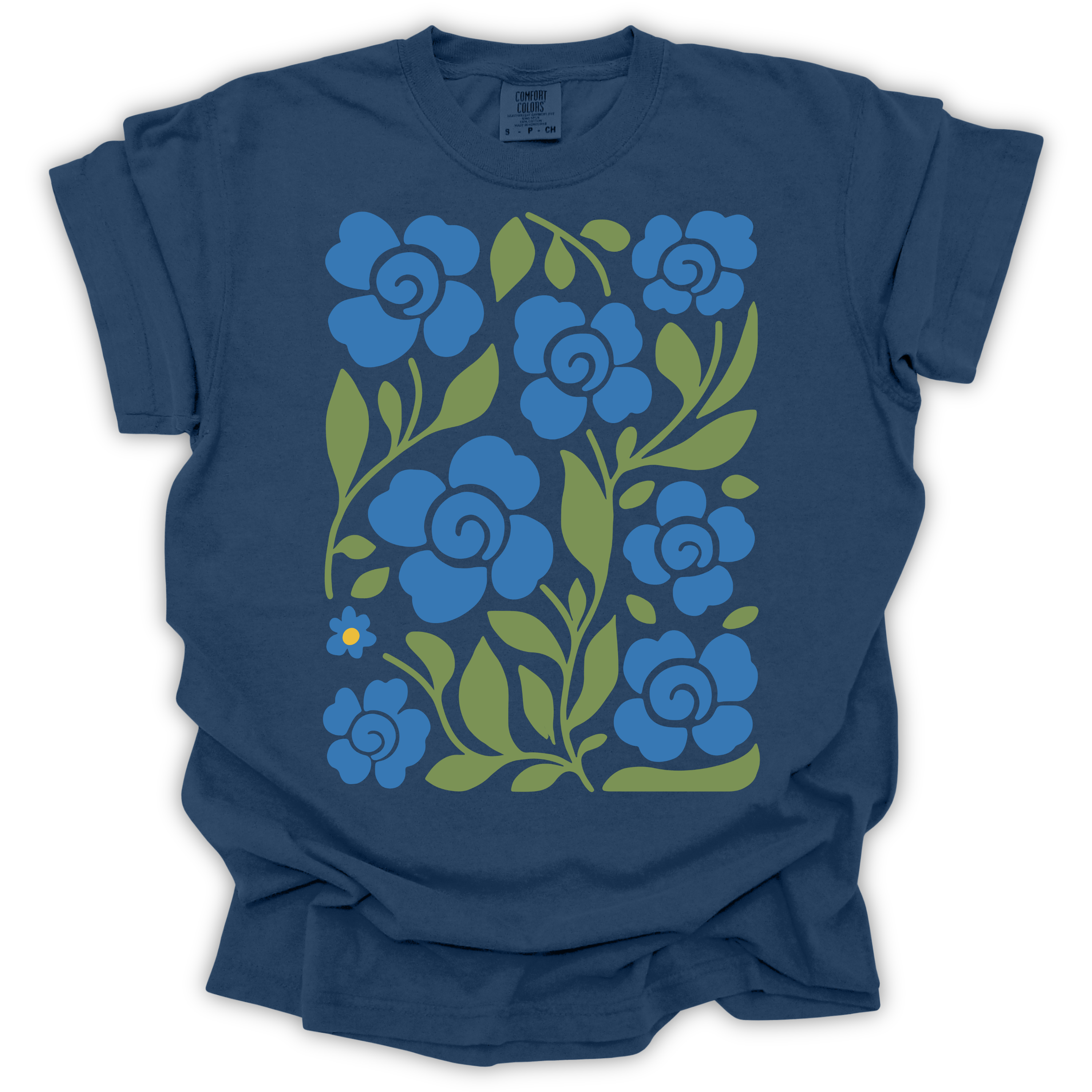 Boho Blue Roses T-Shirt – Comfort Colors Relaxed Fit