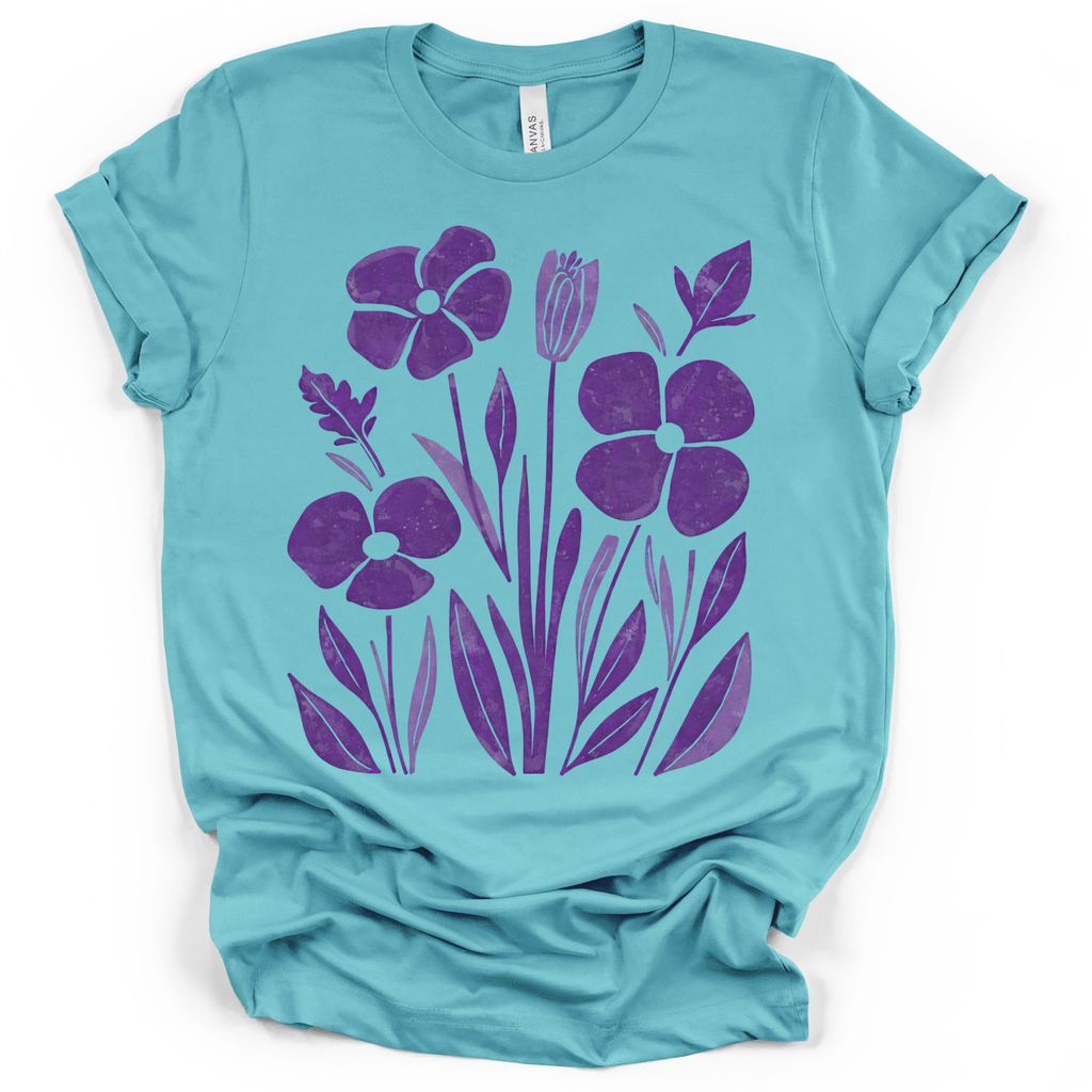 Purple Pansy Garden Tee - Bella + Canvas Modern Fit