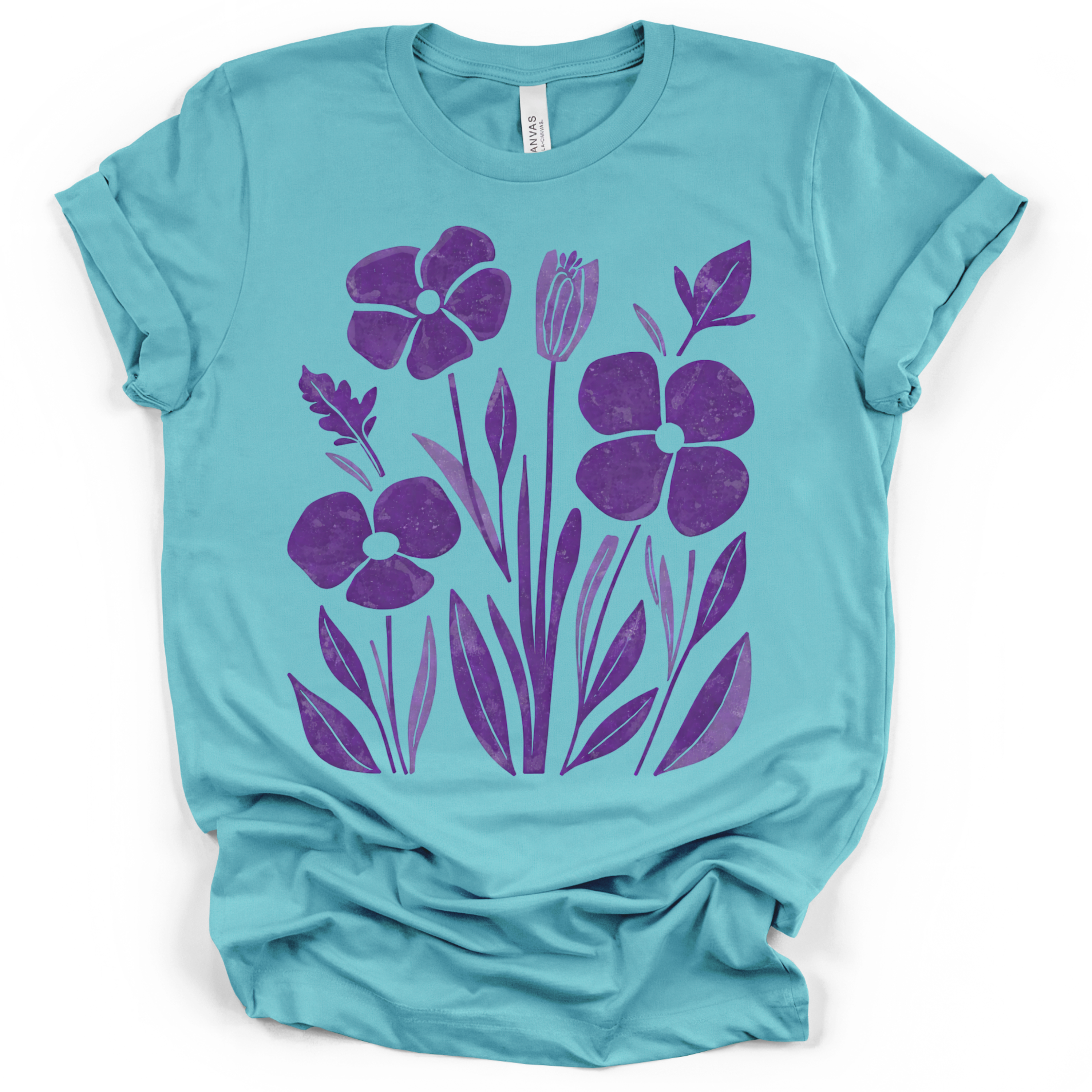 Purple Pansy Garden Tee - Bella + Canvas Modern Fit