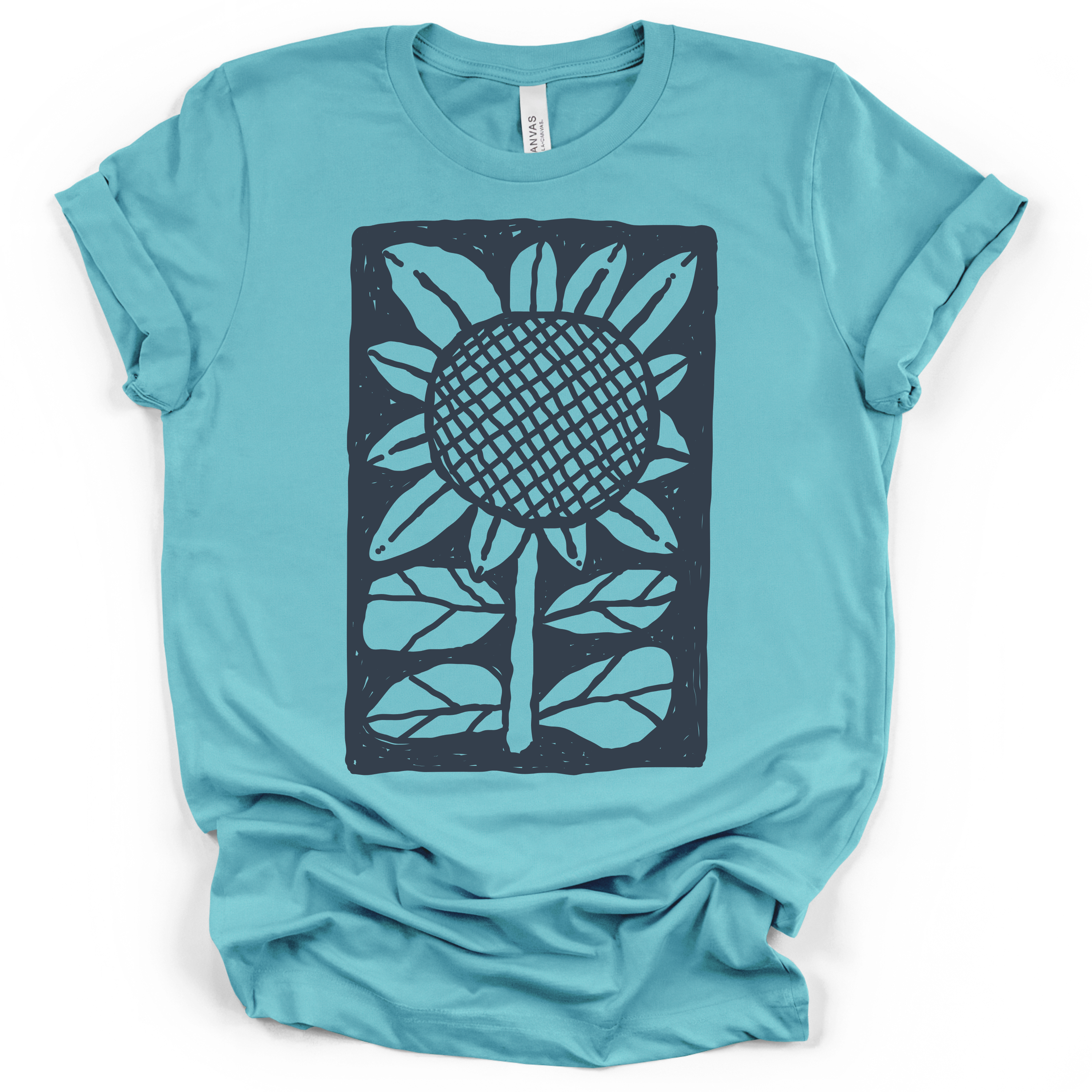 Sunflower Block Print T-Shirt – Bella + Canvas Modern Fit