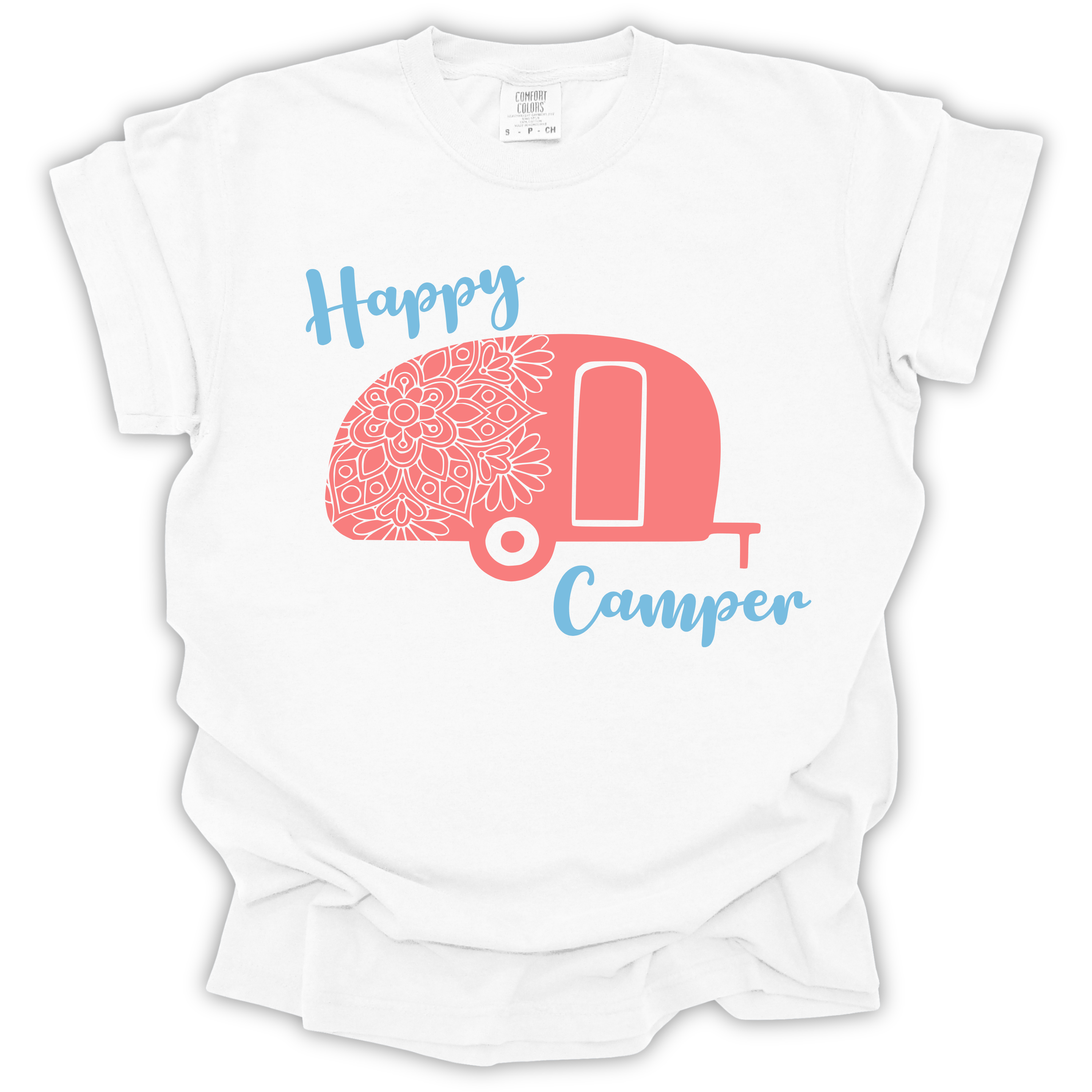 Happy Camper Tee – Comfort Colors Relaxed Fit | Camping Graphic Shirt