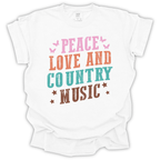 Peace, Love & Country Music Lover Tee – Comfort Colors Relaxed Fit