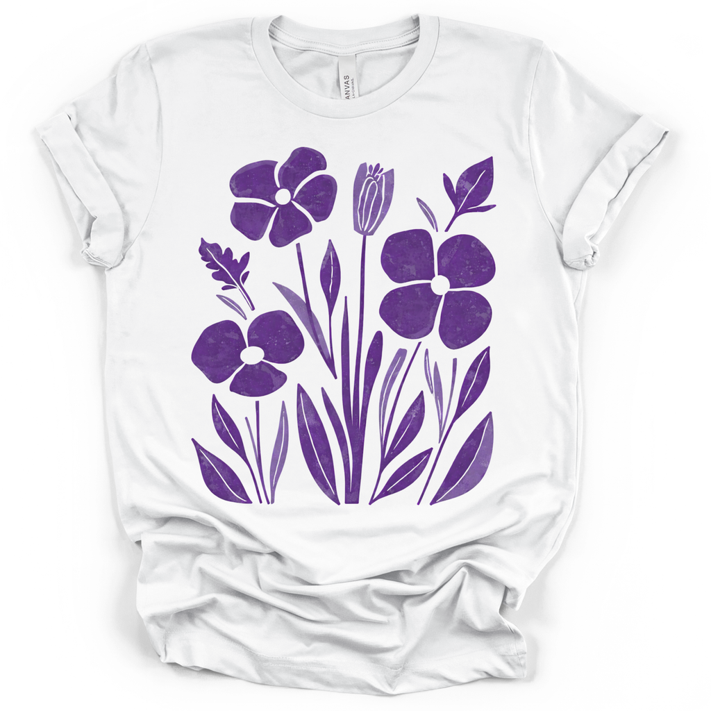 Purple Pansy Garden Tee - Bella + Canvas Modern Fit