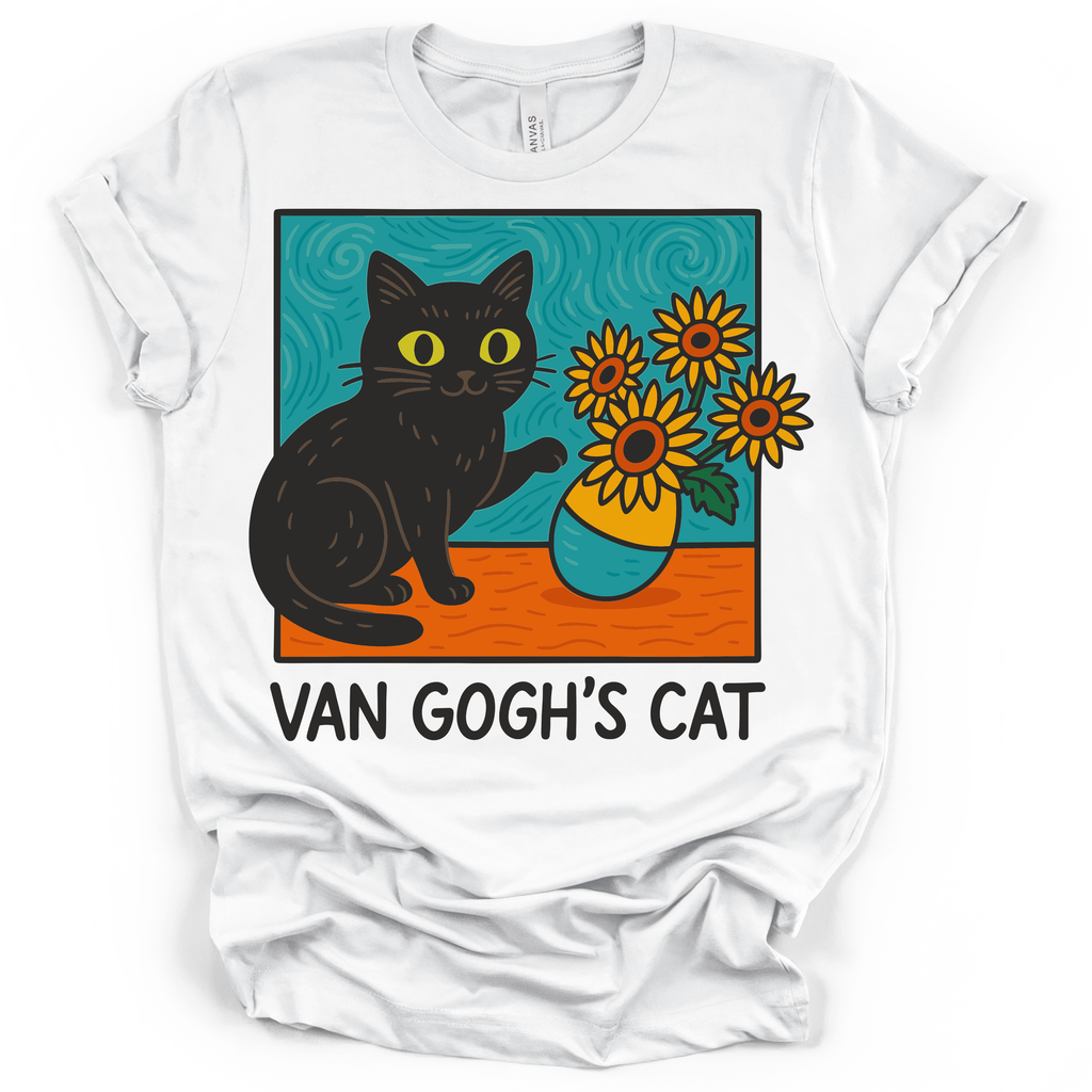 Van Gogh’s Cat Tee – Bella + Canvas Modern Fit | Art Humor Cat Shirt