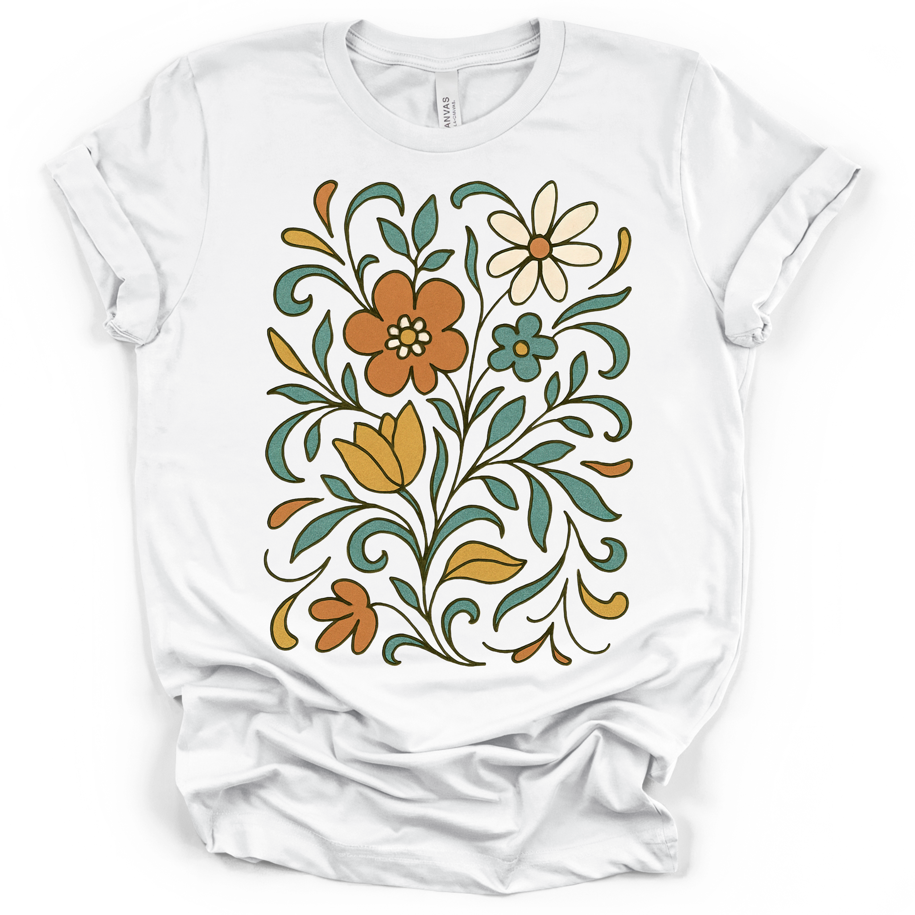 Floral Folk Art T-Shirt – Bella + Canvas Modern Fit