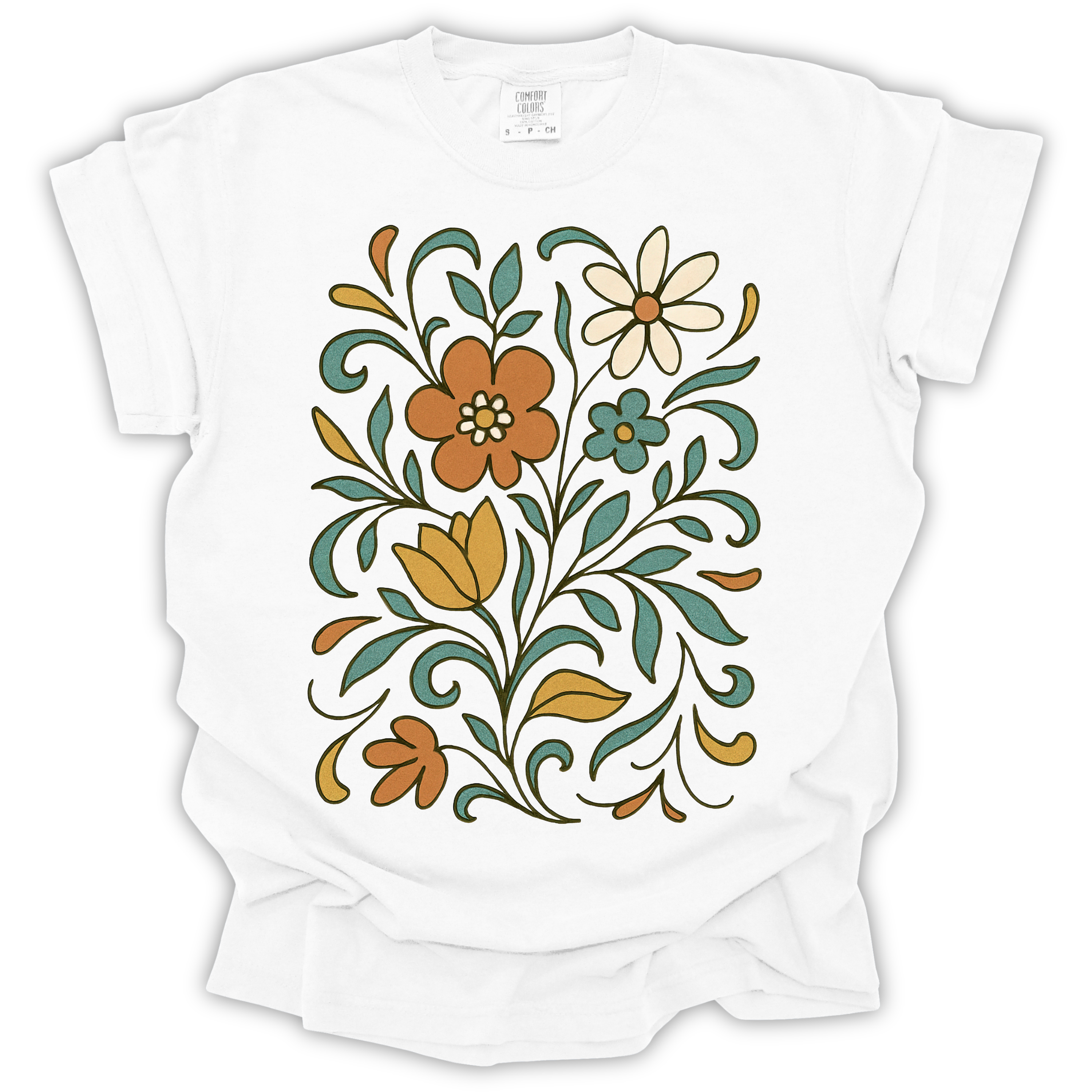 Floral Folk Art T-Shirt – Comfort Colors Relaxed Fit