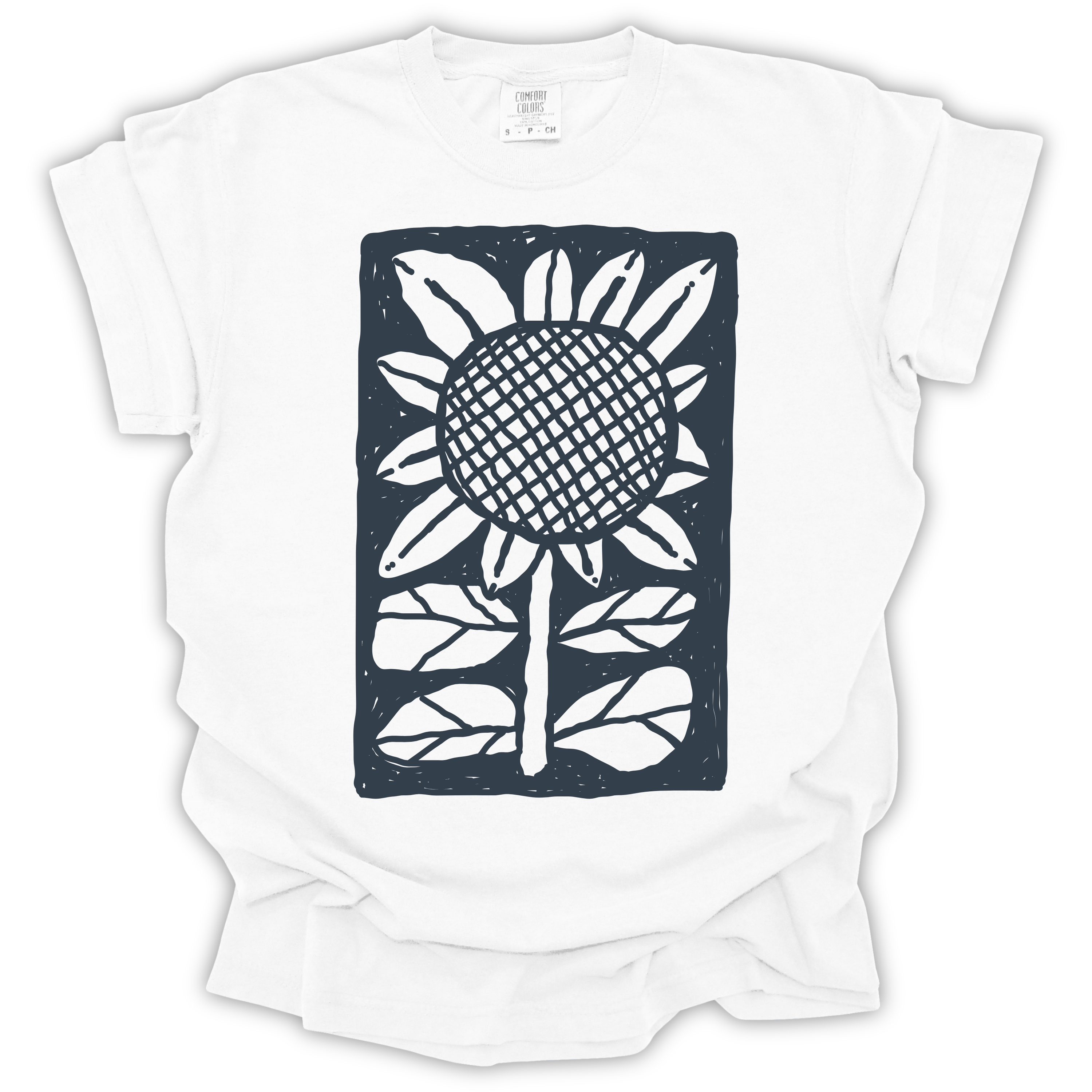 Sunflower Block Print T-Shirt – Comfort Colors Relaxed Fit