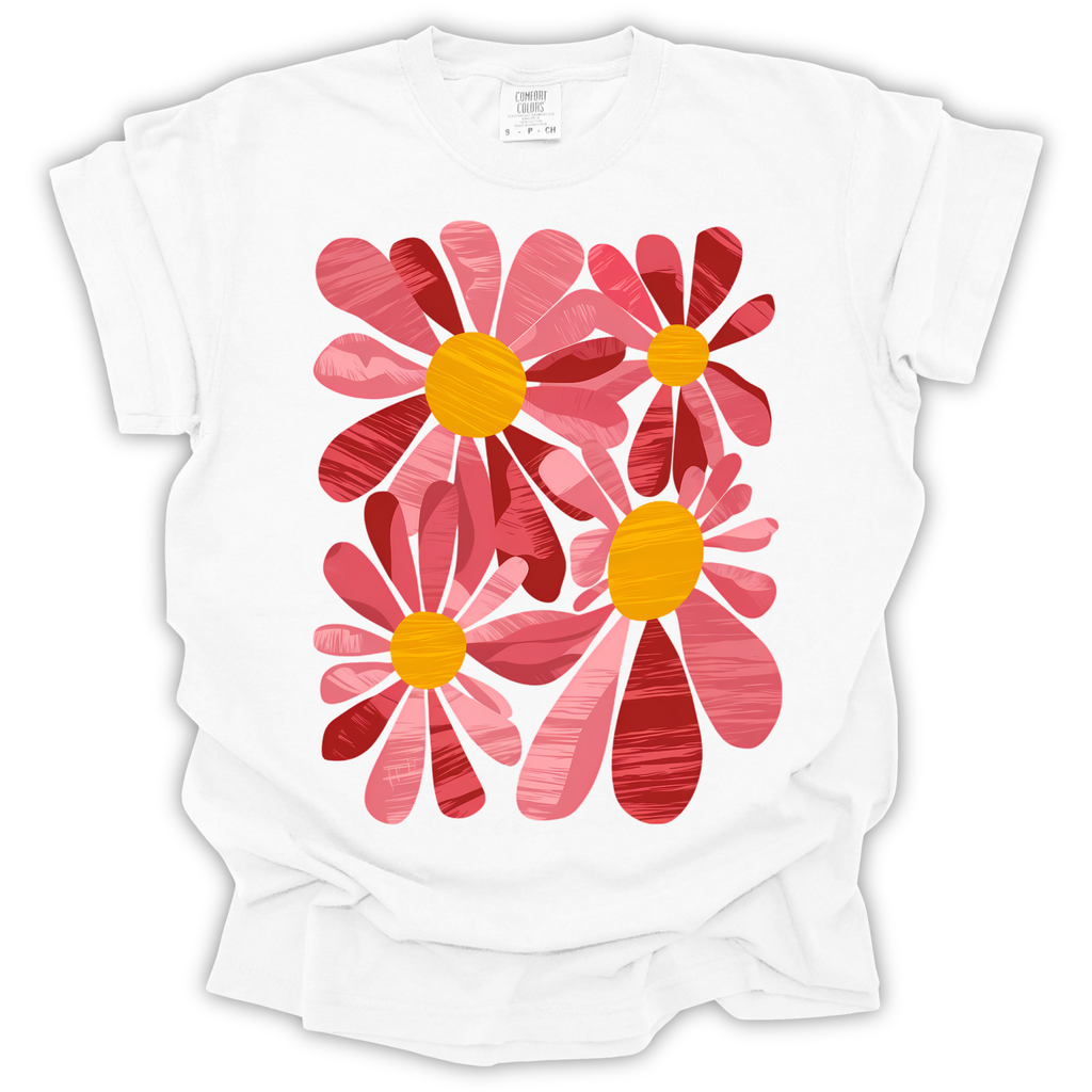 Retro Pink Daisy T-Shirt – Comfort Colors Relaxed Fit