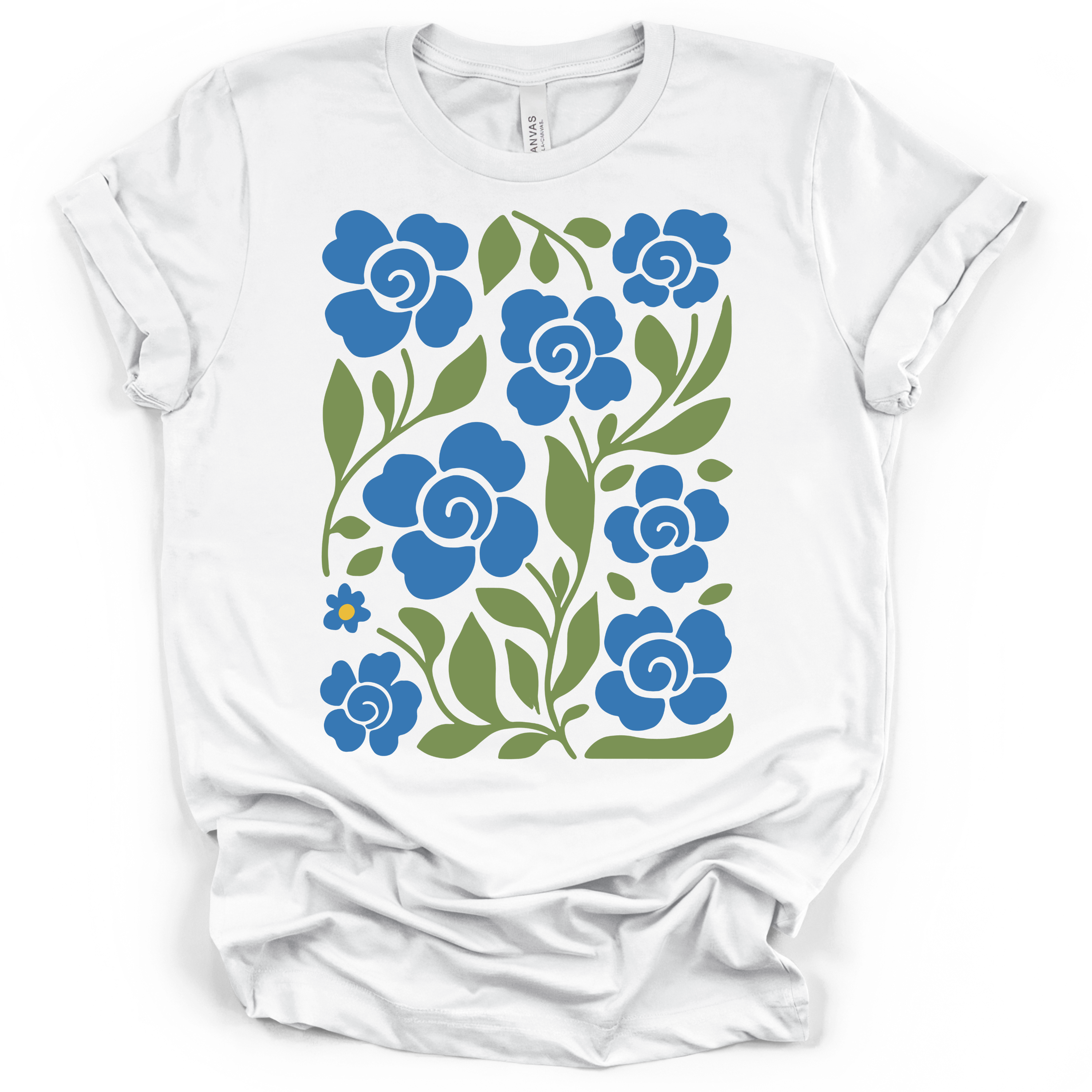 Boho Blue Roses T-Shirt – Bella + Canvas Modern Fit