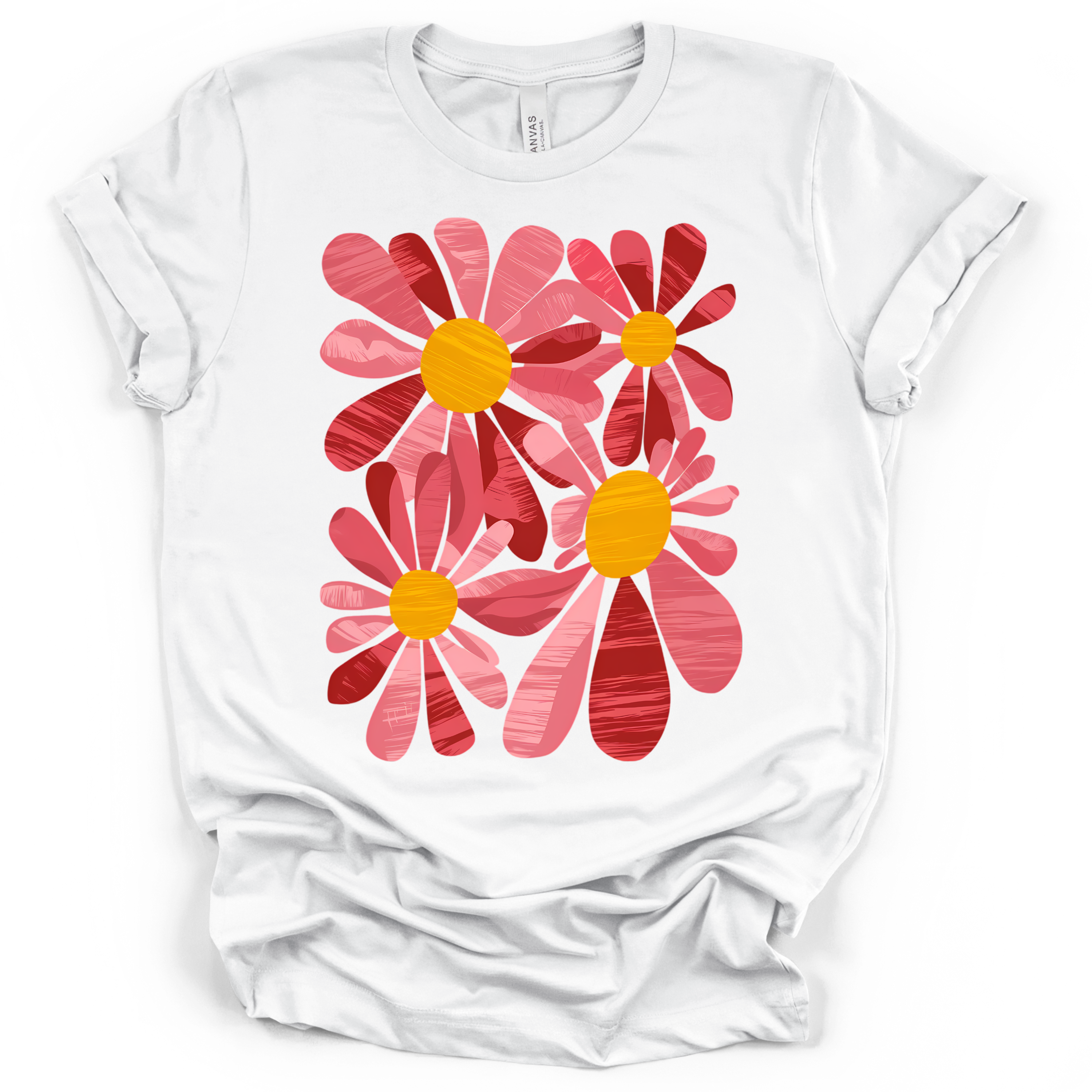 Retro Pink Daisy T-Shirt – Bella + Canvas Modern Fit
