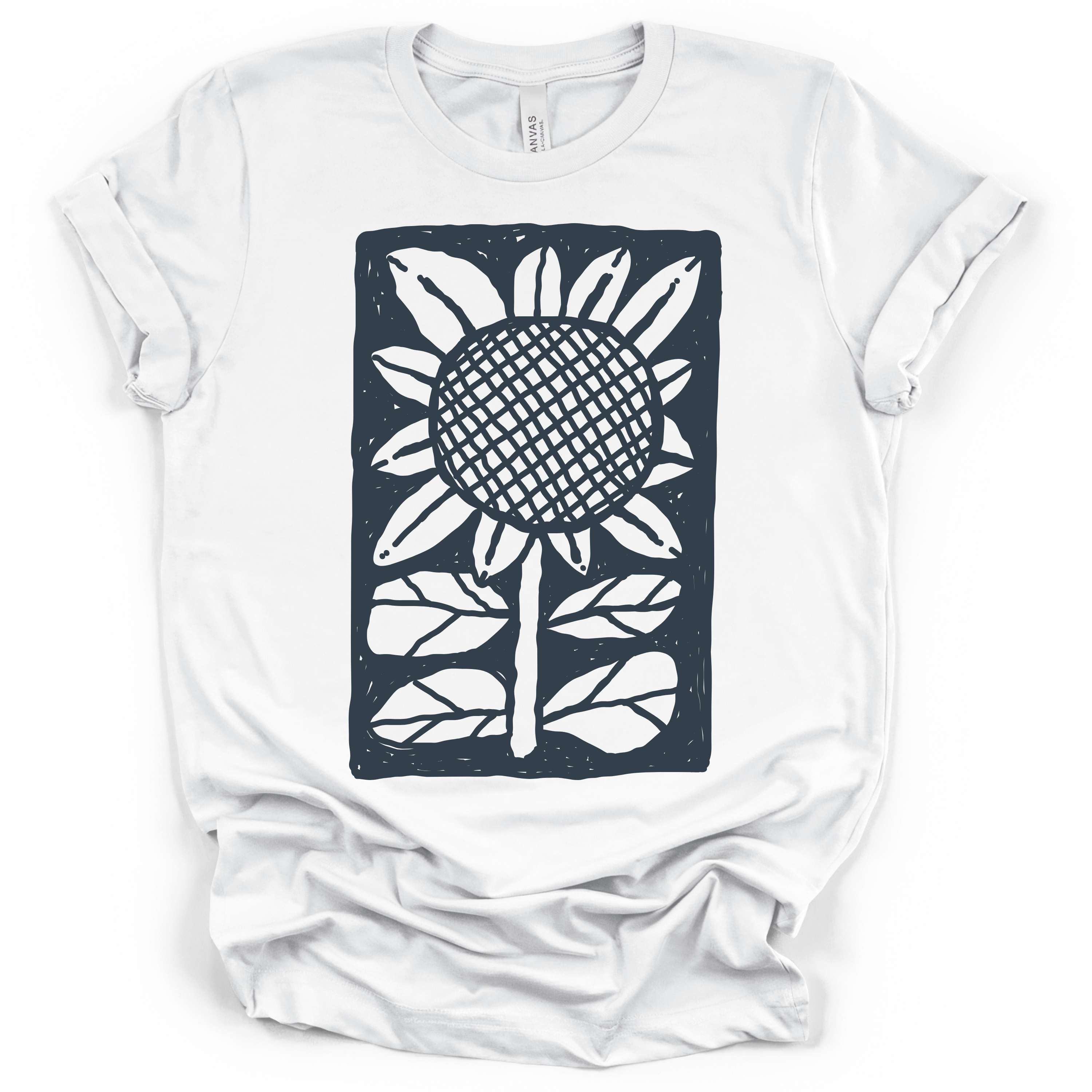 Sunflower Block Print T-Shirt – Bella + Canvas Modern Fit