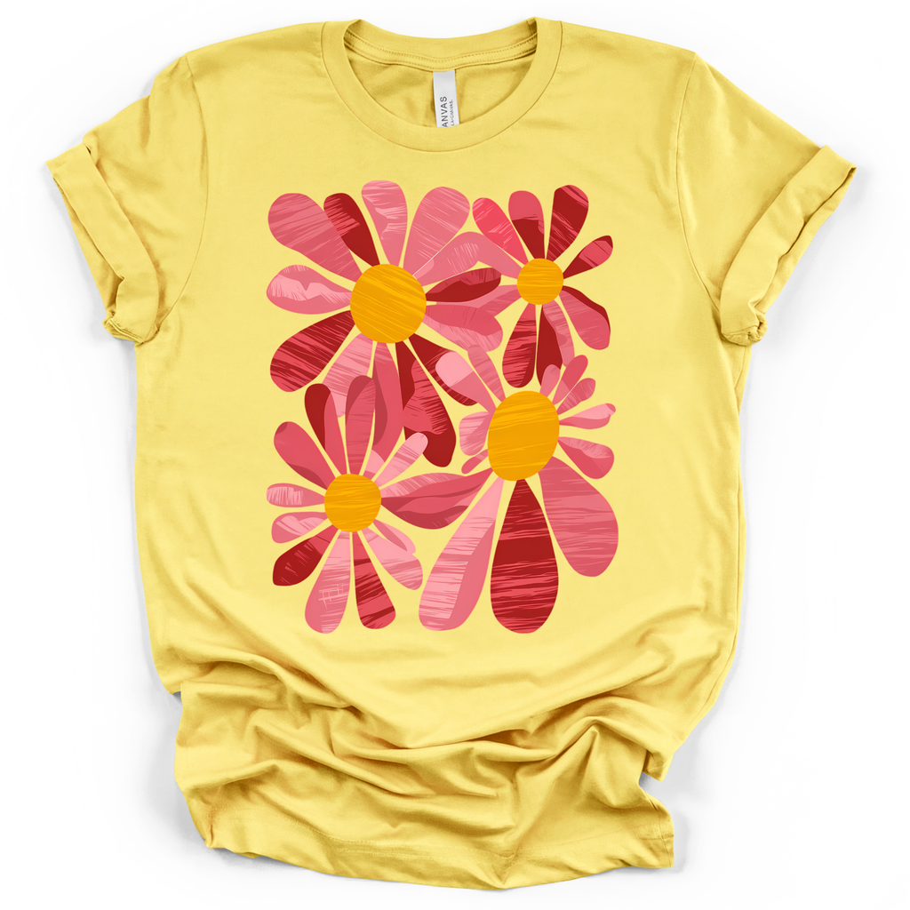 Retro Pink Daisy T-Shirt – Bella + Canvas Modern Fit